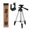 Tripod 3110 Portable Adjustable Aluminium Lightweight Camera Stand Tripod, with 3-Dimensional Head and Quick Release Plate for Video Cameras and Mobile, Black, Silver | 3110