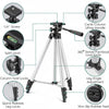 Tripod 3110 Portable Adjustable Aluminium Lightweight Camera Stand Tripod, with 3-Dimensional Head and Quick Release Plate for Video Cameras and Mobile, Black, Silver | 3110