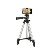 Tripod 3110 Portable Adjustable Aluminium Lightweight Camera Stand Tripod, with 3-Dimensional Head and Quick Release Plate for Video Cameras and Mobile, Black, Silver | 3110