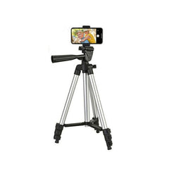 Tripod 3110 Portable Adjustable Aluminium Lightweight Camera Stand Tripod, with 3-Dimensional Head and Quick Release Plate for Video Cameras and Mobile, Black, Silver | 3110