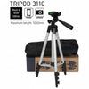 Tripod 3110 Portable Adjustable Aluminium Lightweight Camera Stand Tripod, with 3-Dimensional Head and Quick Release Plate for Video Cameras and Mobile, Black, Silver | 3110