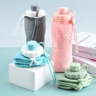 Silicon Foldable Bottle 600ml | Portable Travel Smart Water Bottle | Pocket Size Collapsible Design (Random Color)